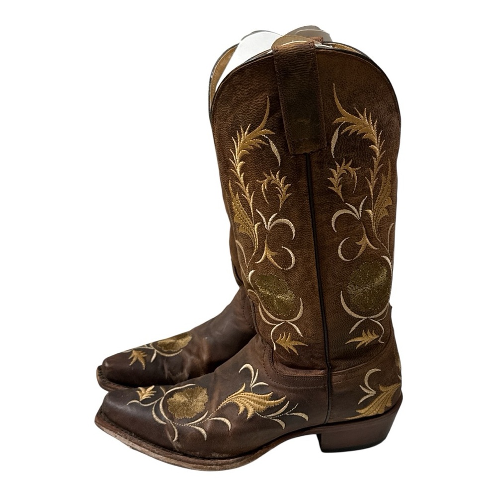Shyanne Women’s Distressed Leather Floral Embroidered Square Toe Cowboy Boot 6.5